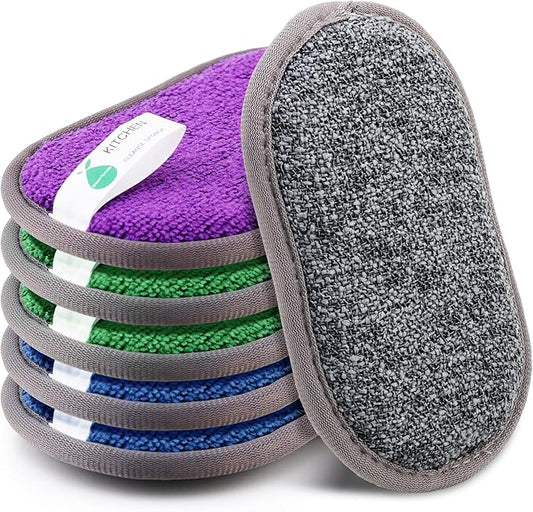 Multipurpose Sponges Kitchen, 6 Pack Reusable Non-Scratch Scrub Sponge by GREENPOMELO