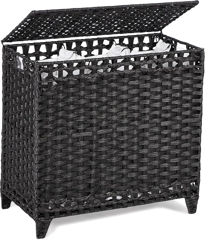 Laundry Hamper with 3 Removable Liner Bags; 132L Handwoven Rattan Laundry by Hermina