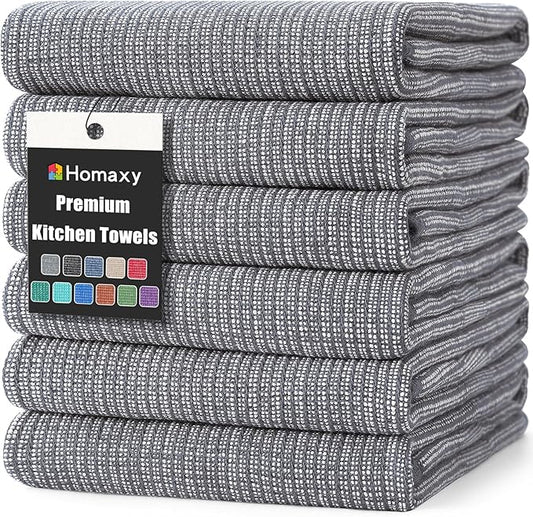 Homaxy Premium Kitchen Towels, Large Cotton Kitchen Hand Towels, Flat and Terry by Homaxy