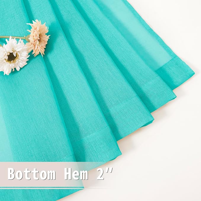Tollpiz Sheer Door Curtains Closet Linen Textured Curtain Sheers Doorway Light - Image 7