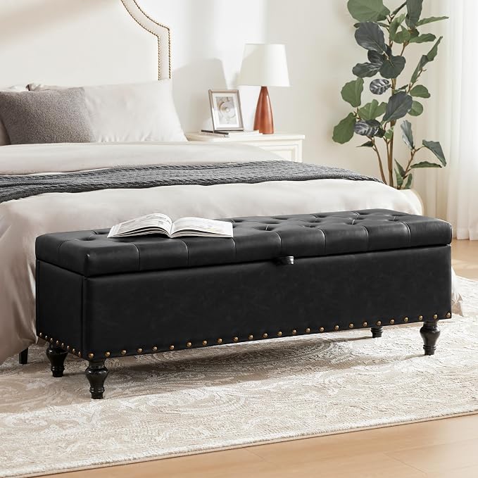 51.8’’ Storage Ottoman Bench, Faux Leather Ottoman - Image 8
