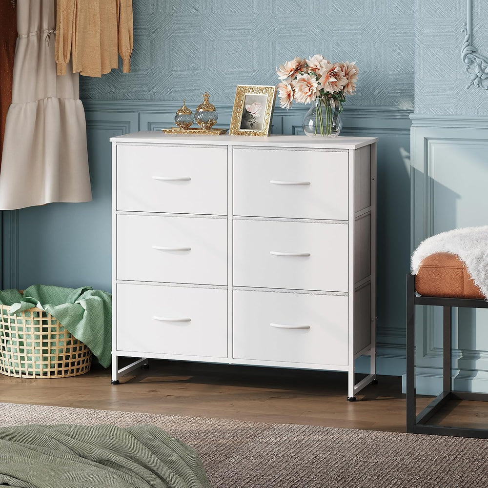 WLIVE Dresser for Bedroom with 6 Drawers, White
