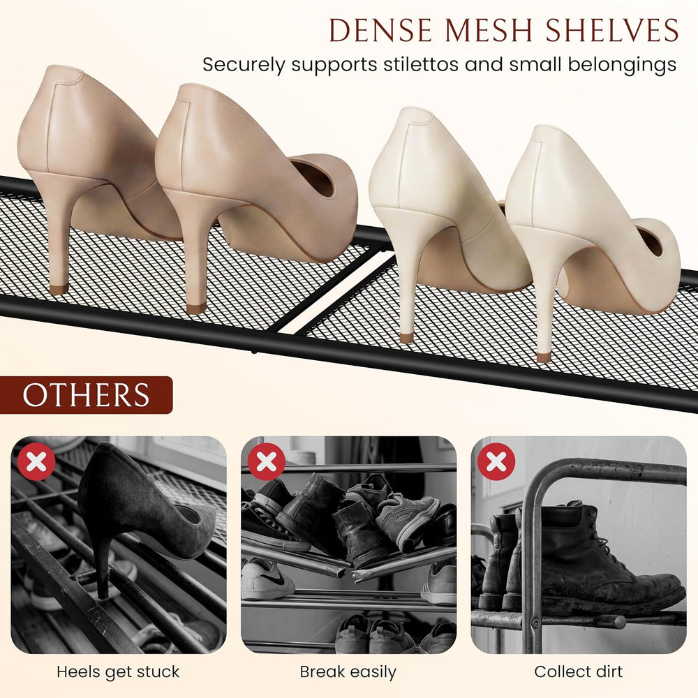 Wooden 4-Tier Shoe Rack, Free Standing Shoe Storage Organizer with Wood Legs ...