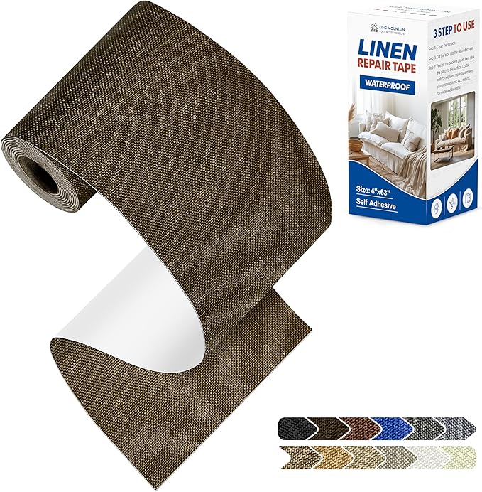 KING MOUNTAIN Linen Repair Patches, Self-Adhesive Fabric Patches, 4 X 63 inch by ForABetterHomeLife