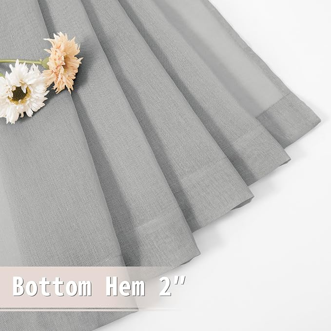 Tollpiz Sheer Door Curtains Closet Linen Textured Curtains Sheer Doorway Light - Image 7