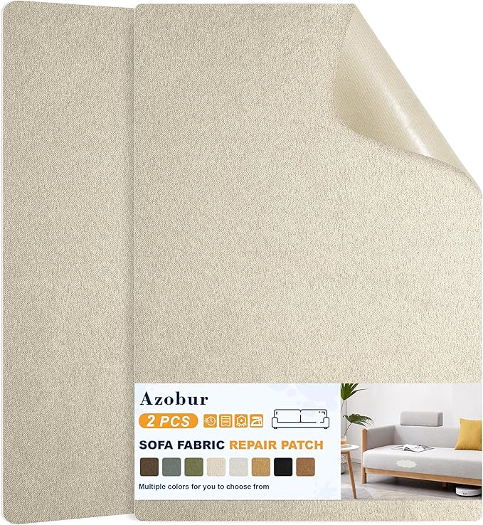 Azobur Couch Patch Repair Fabric, Microfiber Fabric, Self-Adhesive, by Azobur
