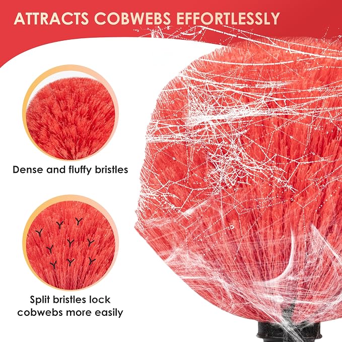 6-24 FT Cobweb Duster with Extension Pole, 30 FT High Reach Spider Web Brush - Image 2