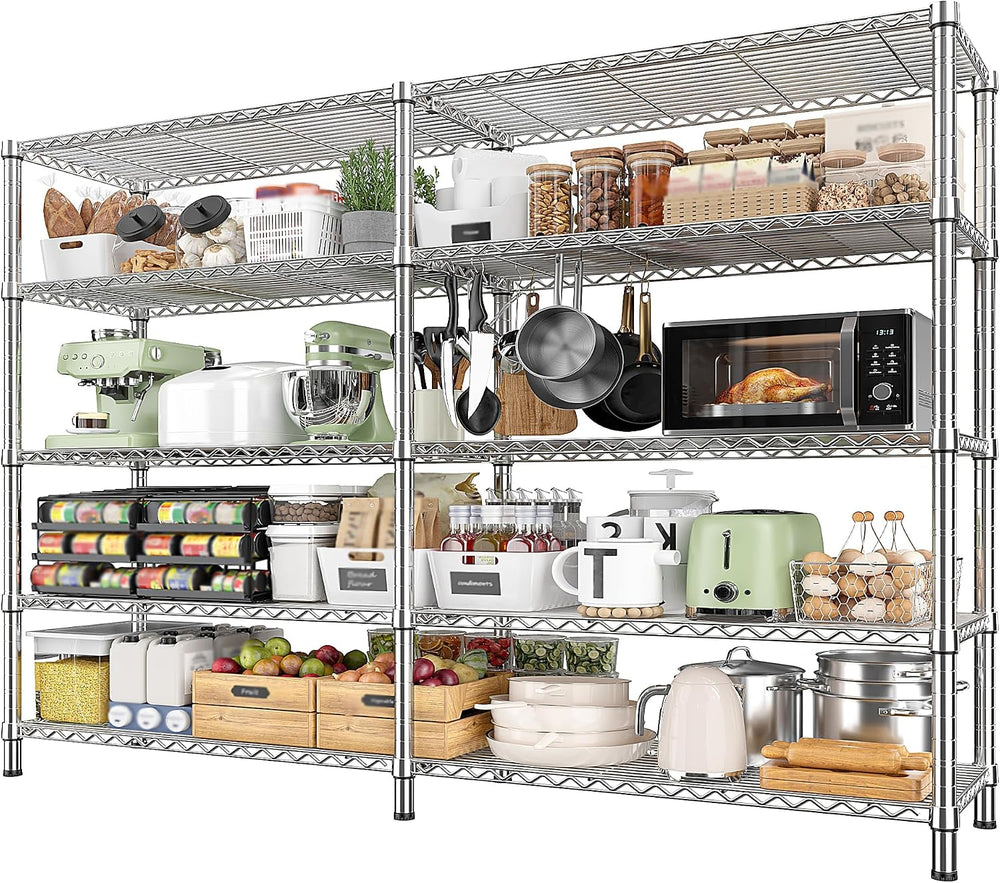 REIBII 1500LBS Storage Shelves 61.7''W Wire Shelving Unit 5 Tier Meta...