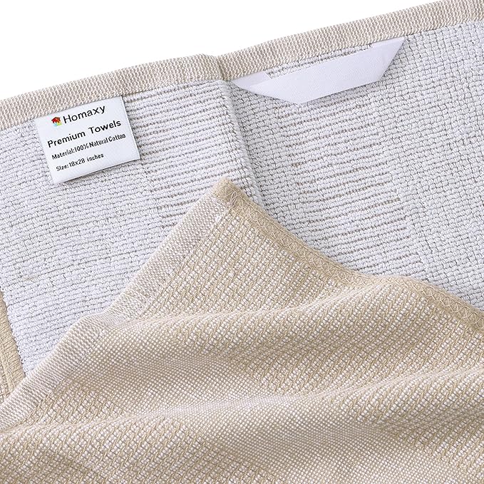 Homaxy Premium Kitchen Towels, Large Cotton Kitchen Hand Towels, Flat and Terry - Image 2