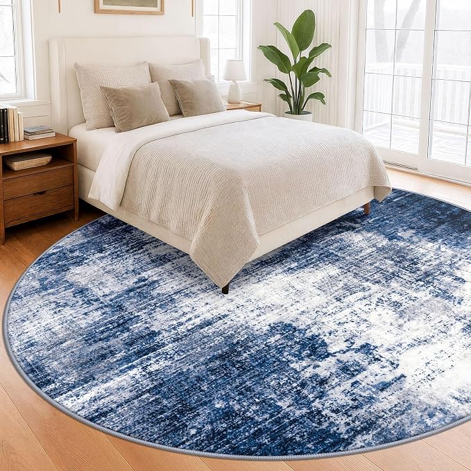 IOHOUZE Abstract Round Area Rug 8 Ft Washable Circle Rugs Large Round Rug Non - Image 8