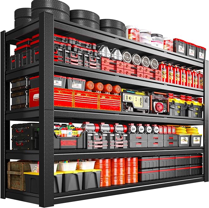 3125LBS Storage Shelves, 60.1" W Garage Shelving Heavy Duty, Adjustable Metal - Image 8