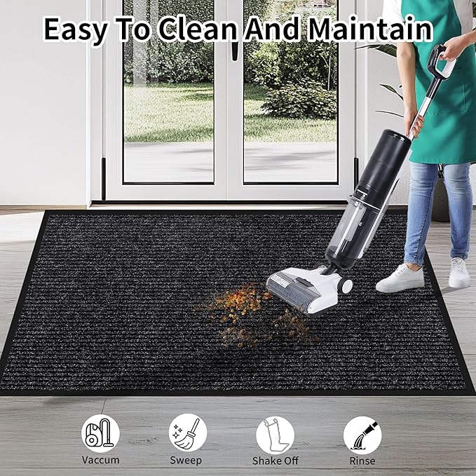 Front Door Mat Indoor Outdoor Entrance, TPR Backing Non-Slip Doormats, Low - Image 4