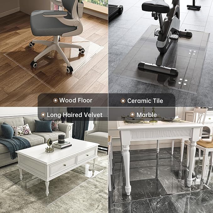 48“ x 36” Beveled Edge Glass Chair Mat - Image 9