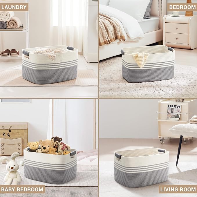 72L Large Laundry Basket with Leather Handles - Image 4