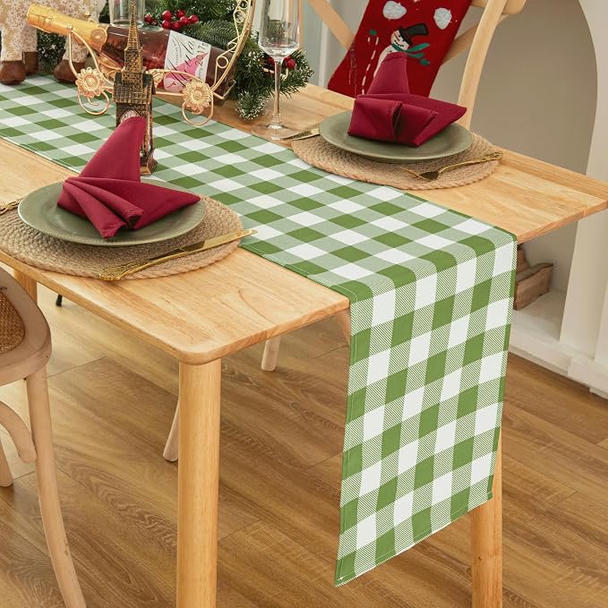 Waterproof Checkered Tablecloth Runner Fabric by Essifunia