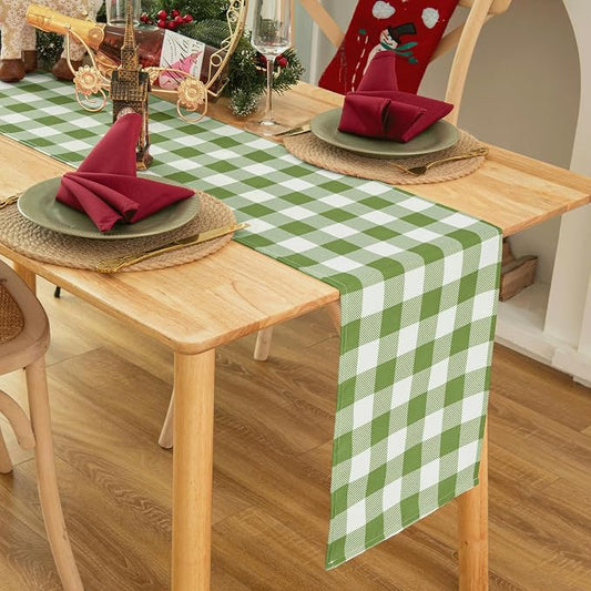 Waterproof Checkered Tablecloth Runner Fabric by Essifunia