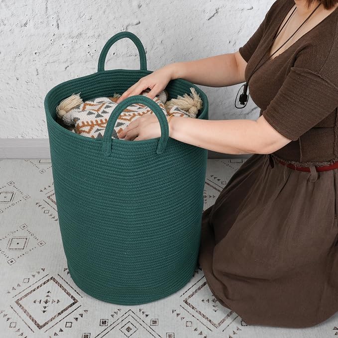 Cotton Rope Laundry Basket Hamper - Image 3