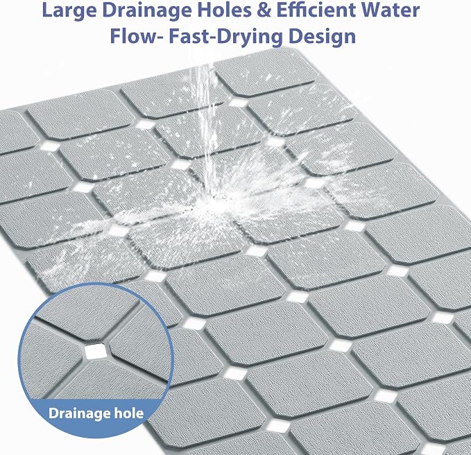 Bathtub Mat Non Slip Silicone Foldable Extra Long Tub Mat Strong Suction Cups & - Image 3