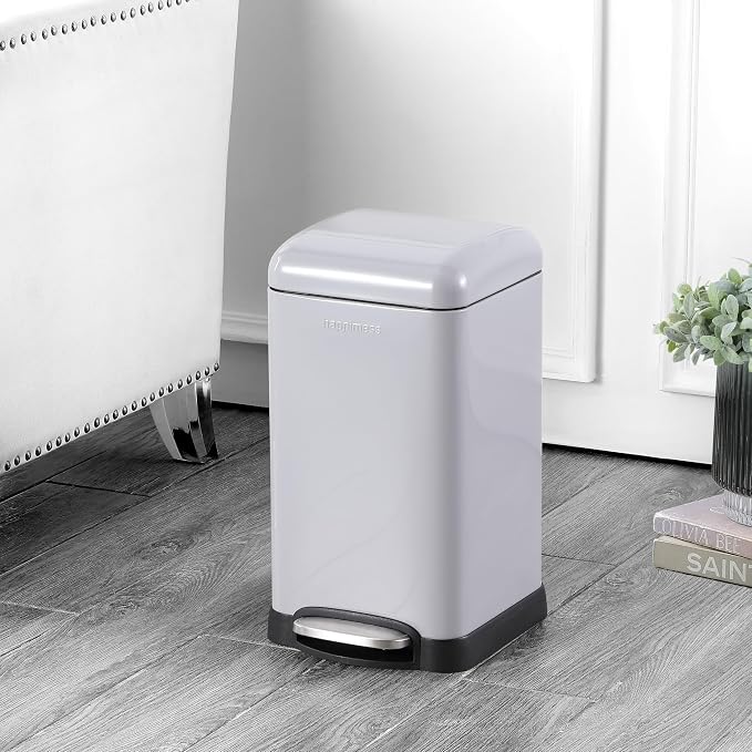 happimess HPM1012E Betty Retro Mini 3.2-Gallon Step-Open Trash Can, Fingerprint - Image 2