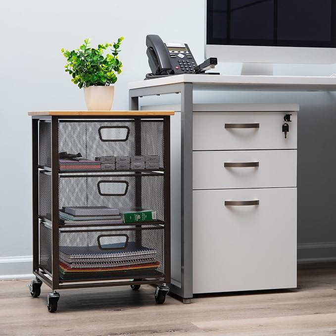 Mind Reader 3-Drawer Rolling Storage Cart, Office Organizer