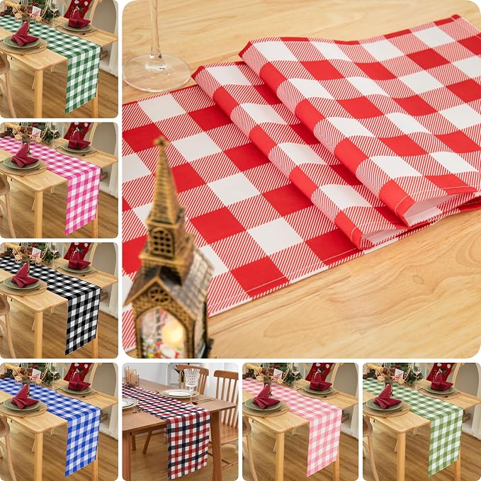 Waterproof Checkered Tablecloth Runner Fabric - Image 4