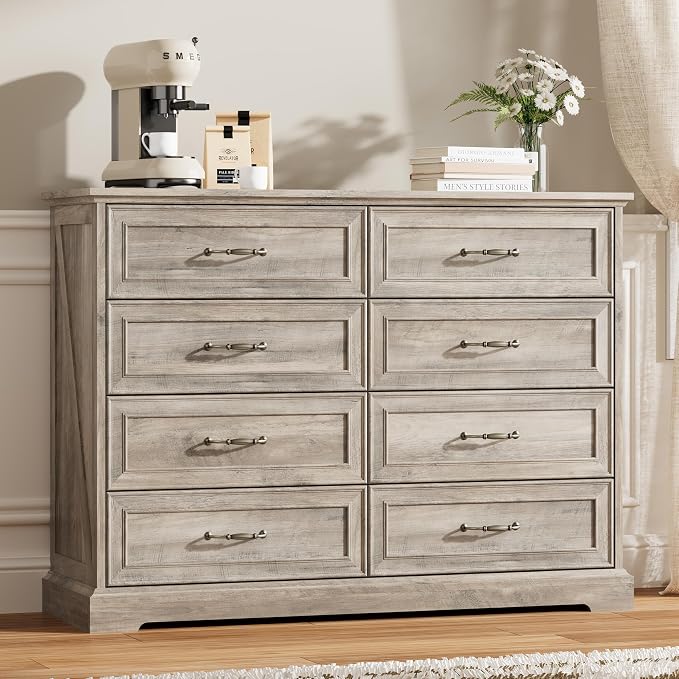 8 Drawer Dresser for Bedroom, Rustic Farmhouse Dresser by Thacuok