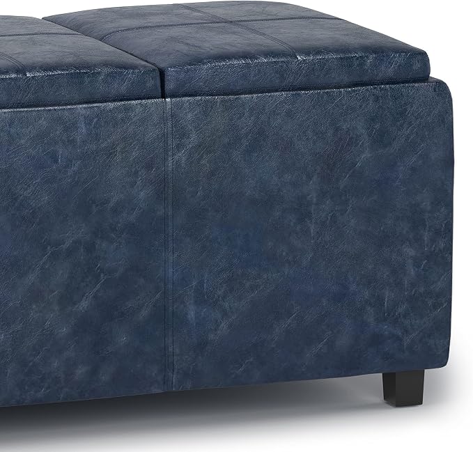SIMPLIHOME Avalon 42 inch Wide Contemporary Rectangle Storage Ottoman in Denim - Image 9