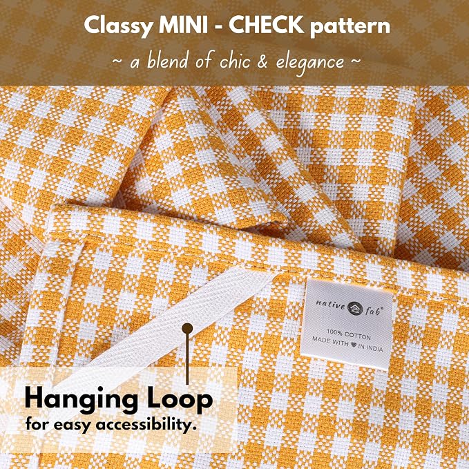 Native Fab 6 Pack Gingham Mini Check Kitchen Hand Towels Set - Image 4