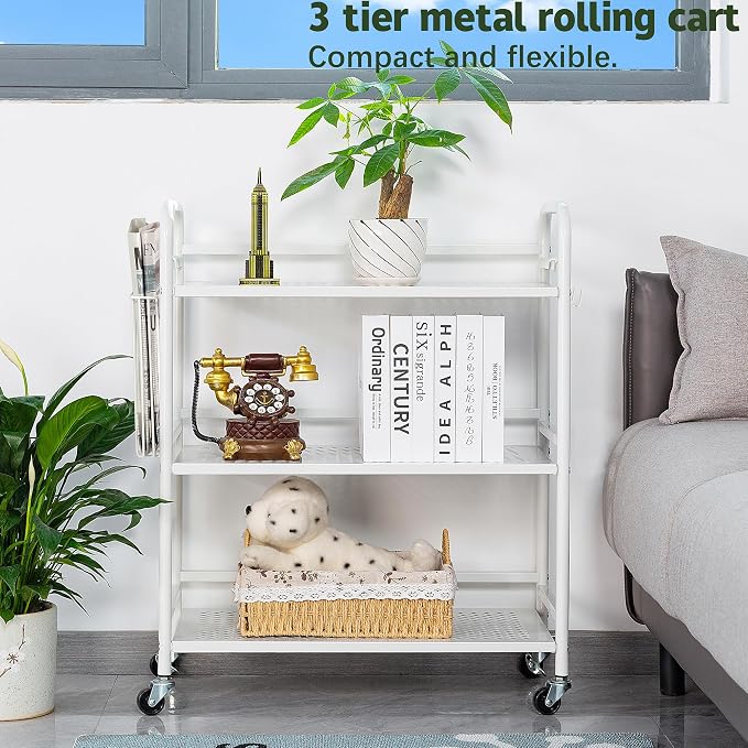 HDANI 3 Tier Metal Mesh Utility Cart, Large Capacity Multipurpose Heavy Vehicle - Image 3
