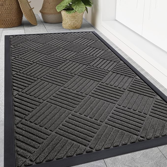 Smiry Front Door Mat Outside Entrance, Heavy Duty Outdoor Indoor Natural Rubber by Smiry