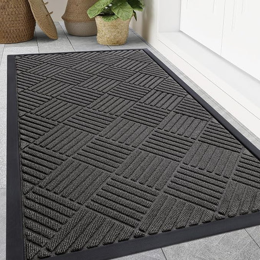 Smiry Front Door Mat Outside Entrance, Heavy Duty Outdoor Indoor Natural Rubber by Smiry