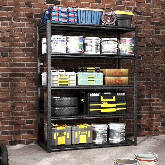 72" H Garage Shelving, Metal Storage Shelves, Adjustable 5 Tier Storage Rack by Unknown