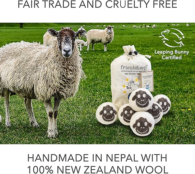 Wool Dryer Balls by Friendsheep 6 Pack XL Organic Premium Reusable Cruelty Free - Image 5