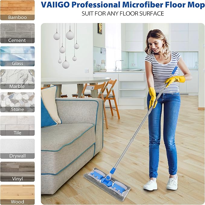 Professional Microfiber Hardwood Floor Mop, Flat Mops - Image 2