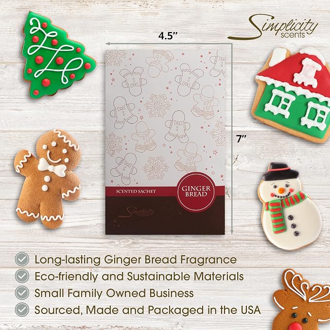 Simplicity Scents Gingerbread Scented Sachets Pack of 3, Fall & Winter - Image 3