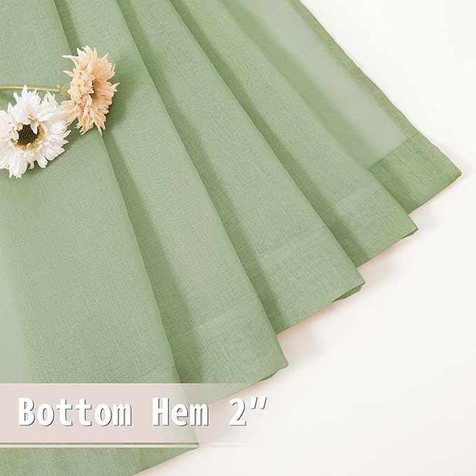 Tollpiz Sheer Door Curtain Closet Linen Textured Curtains Sheer Doorway Light - Image 7