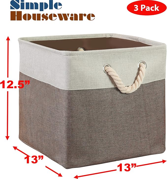 SIMPLE HOUSEWARE Fabric Storage Cubes, 3 Pack - Image 4