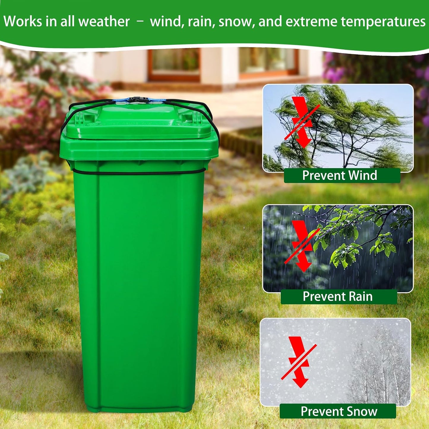 Trash Can Locks for Animals - 2PCS Garbage Can Lid Locks with Heavy Duty Bungee for Raccoons Proof,Bears Proof and Wind-Resistant for 30-45 Gallon Cans