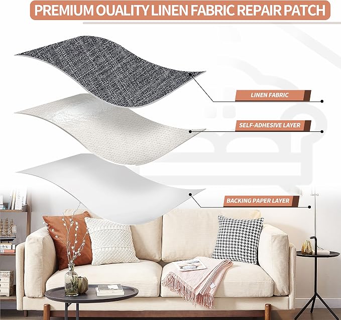 KING MOUNTAIN Fine Linen Fabric Patches, Self-Adhesive, 12x40 inch, - Image 3