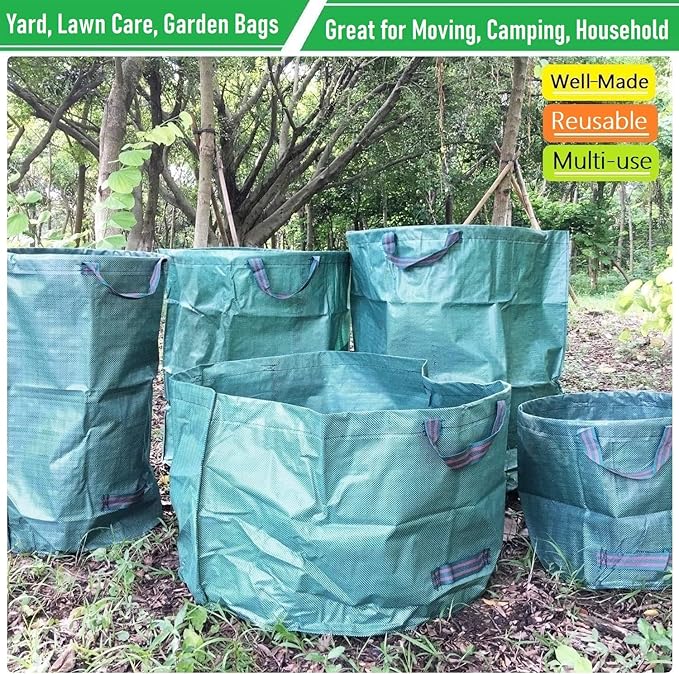 Professional 3-Pack 63 Gallons Lawn Garden Bags Reusable Yard Waste Bag - Image 6