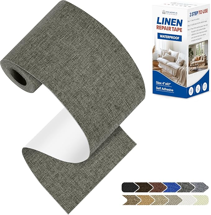 KING MOUNTAIN Linen Repair Patches, Self-Adhesive Fabric Patches, 4 X 63 inch by ForABetterHomeLife
