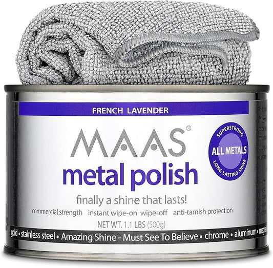 MAAS Metal Polish 1.1lb Can Plus Free Cloth, Universal Metal Cleaner by Maas