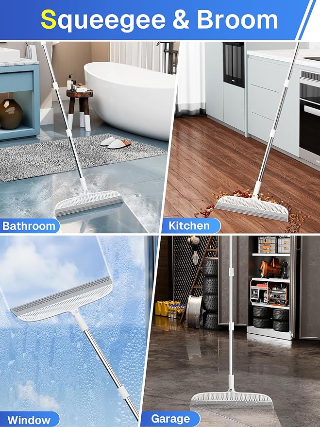 Silicone Floor Squeegee & Broom – Long Handle Hair Remover - Image 4