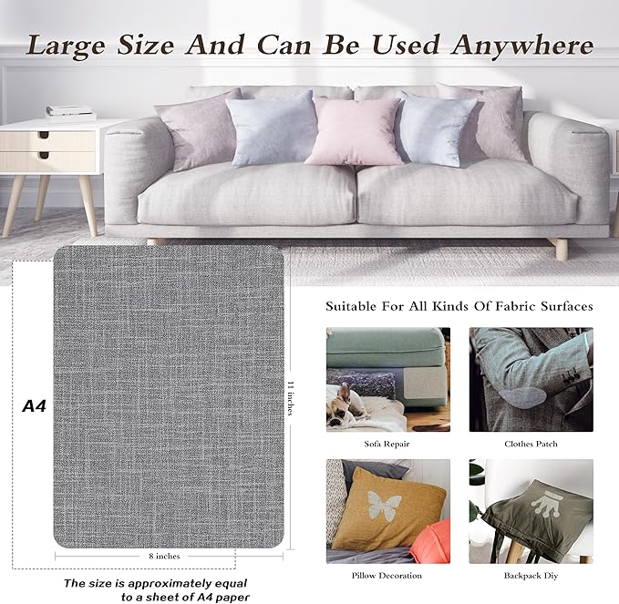 Fine Linen Repair Patches, Self-Adhesive Linen Fabric Patches, 8X11 inch 2 PCS - Image 4