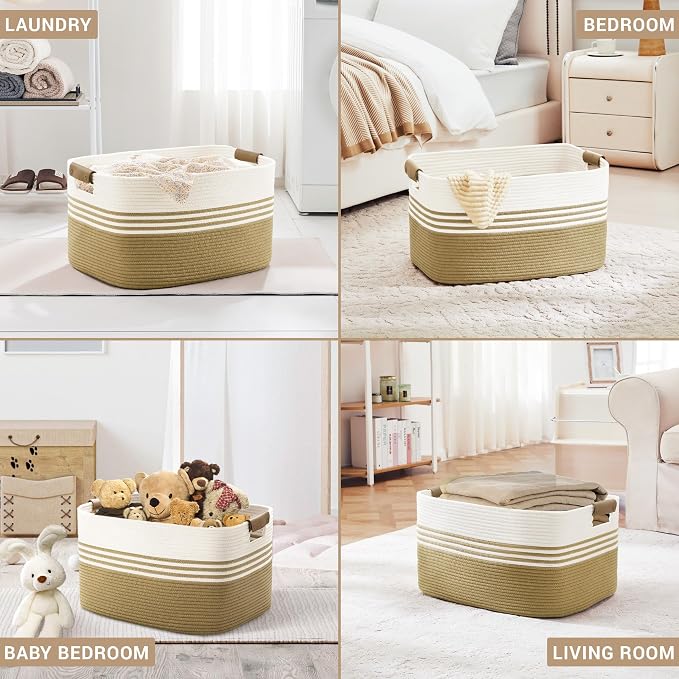 60L Large Laundry Basket with Leather Handles - Image 7