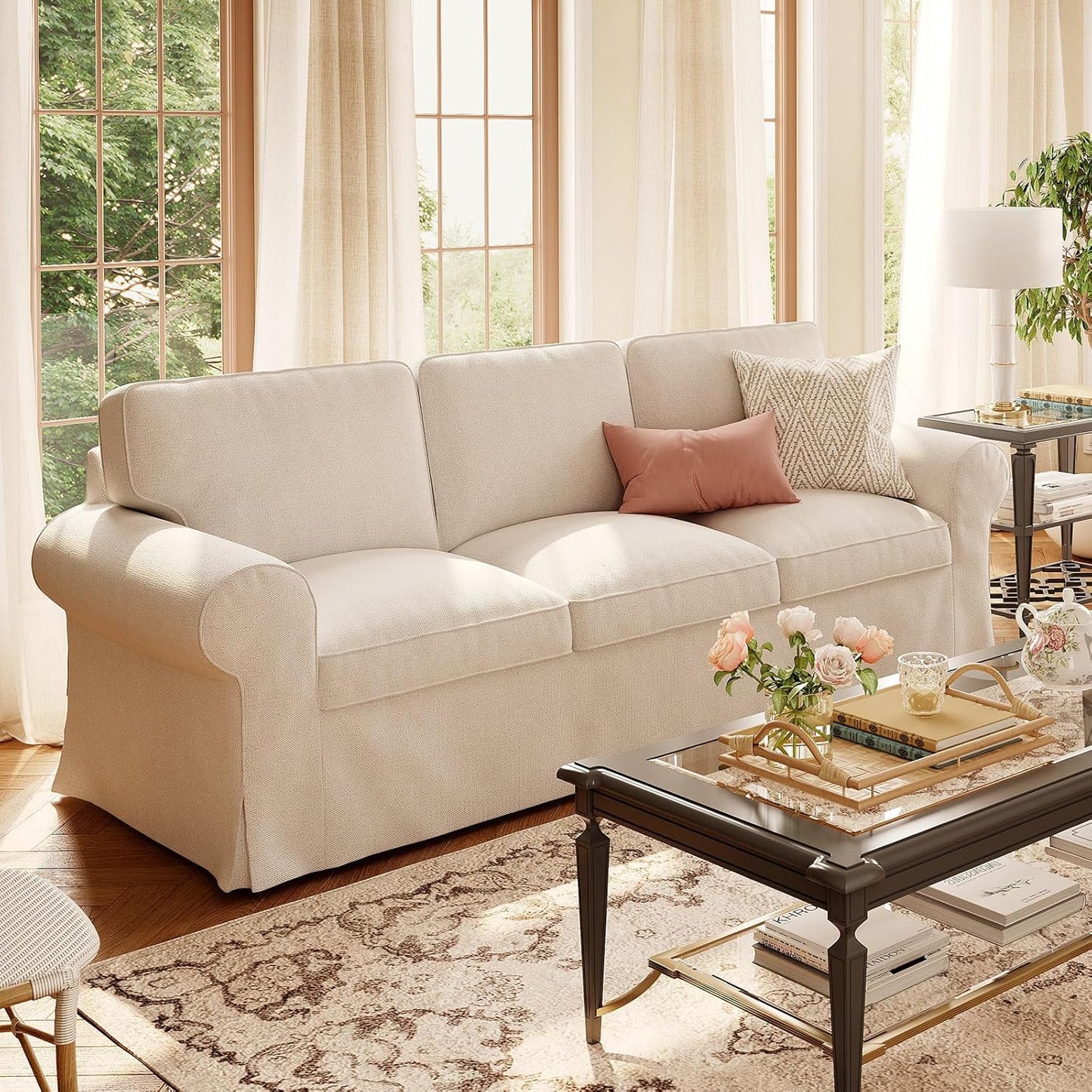 Ektorp 3 Seat Sofa Cover Slipcover Replacement Made for IKEA Ektorp 3 Seat Sofa Cover, Couch Cover Not Include The Sofa Body,Cool White