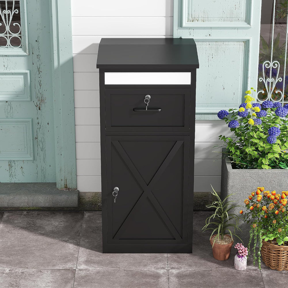 Package Delivery Boxes for Outside with Lock, Black