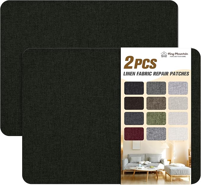 KING MOUNTAIN Fine Linen Repair Patches, Self-Adhesive Fabric, 8X11 Inch 2 PCS by ForABetterHomeLife