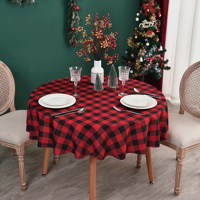 Waterproof Plaid Tablecloth Fabric by Essifunia