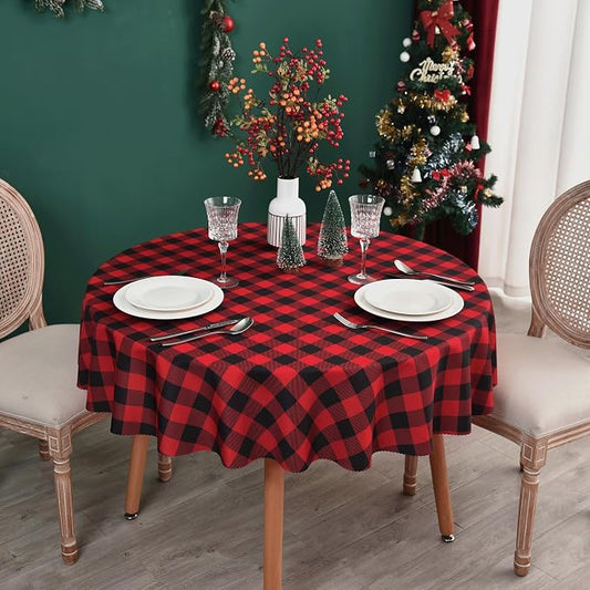 Waterproof Plaid Tablecloth Fabric by Essifunia